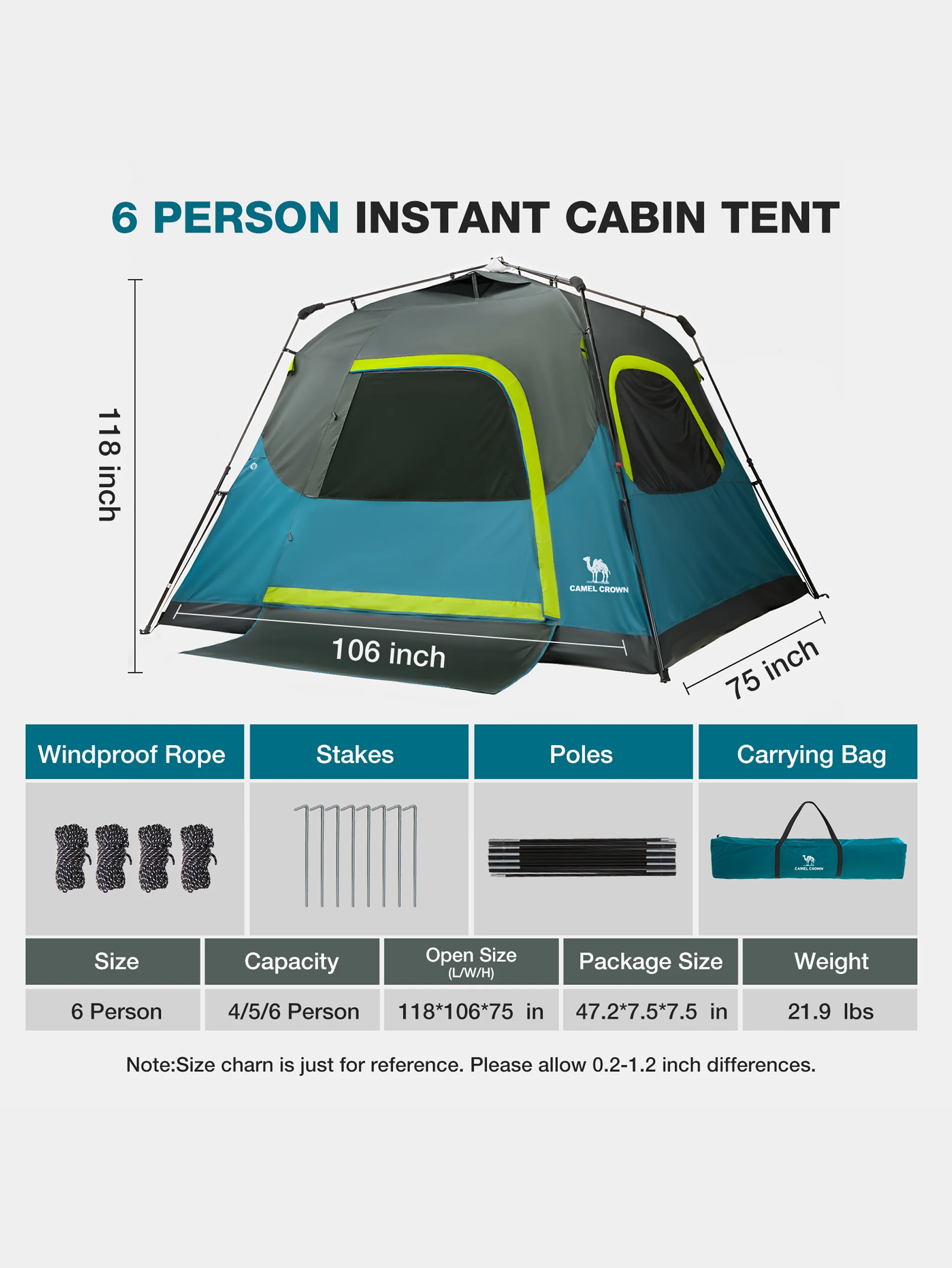 6-Person Family Auto-Pitch Camping Tent - Image 4